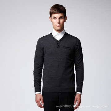 Acrílico / Lã V Neck Sweater Pullover Open Open para Homens